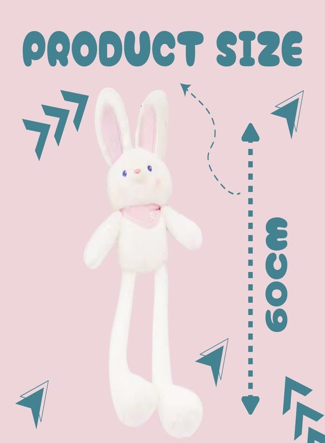 TechMax Solution Cute White Stretch Ear Bunny Plush - Image 2